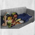 thumbnail image 6 of Harvest Soft Flannel Fleece Throw Blanket, Fresh Organic Fruits and Vegetables on Blue Wooden Table Natural Vegan Options, Cozy Plush for Indoor and Outdoor Use, 50" x 70", Multicolor, by Ambesonne, 6 of 6