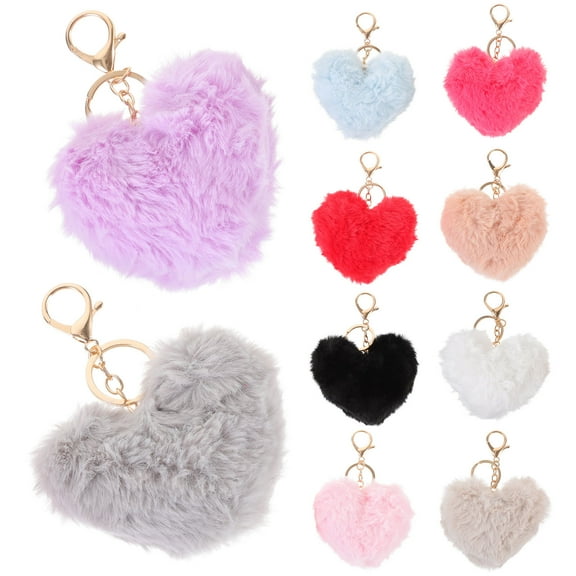 FUEENIRVA 10Pcs Cute Bag Charms Shape Keychain for Backpacks Aesthetic Wool Accessory
