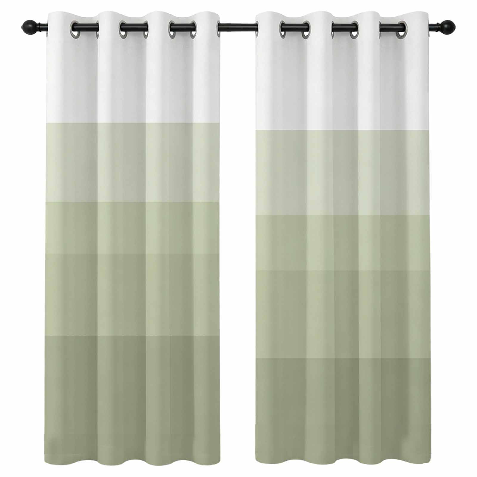 Ombre Sage Green Stripes Blackout Curtains 63 Inches Long Minimalist Modern Gradient Thermal Insulated Room Darkening Drapes with Grommets for Living Room 52 W x 63 L 2 Panels