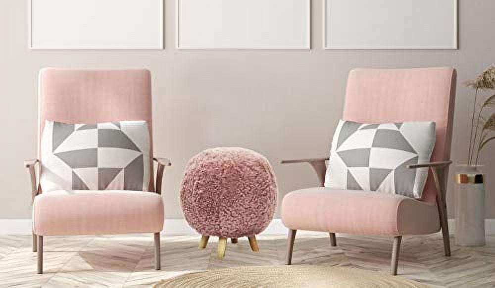 Critter Sitters 19 in. Seat Height Plush Pink Pouf Ottoman with 4 Spindle Legs