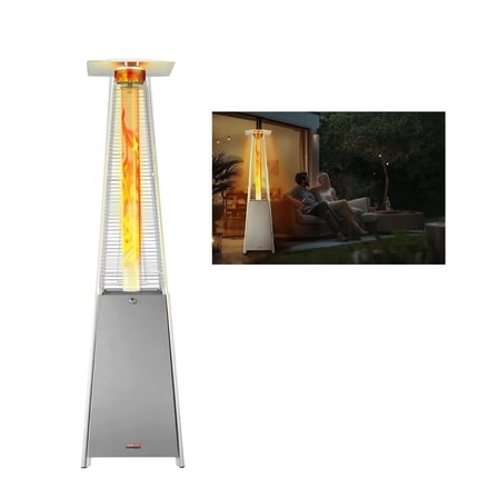 Propane Patio Heater 48000 BTU Outdoor Heater w/Wheels, Silver