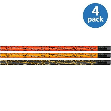 (4 Pack) Moon Products, MPD7903B, Happy Halloween Themed Pencils, 1 Dozen