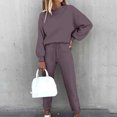thumbnail image 2 of TUOBARR 2023 Fall Savings Clearance! Two Piece Sets for Women,Women's Two Piece Outfit Long Sleeve Crewneck Pullover Tops And Long Pants Tracksuit Bronze 6, 2 of 5