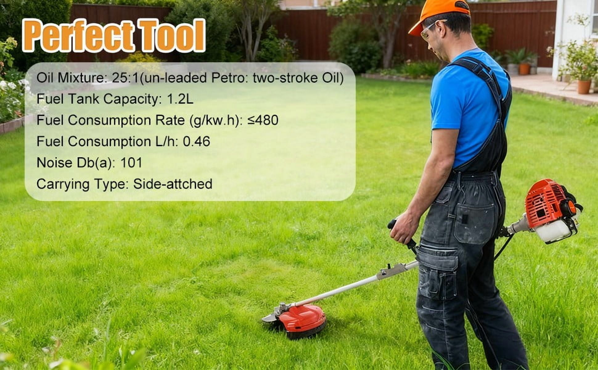Seipouy 52cc 2-Stroke Gas Weed Wacker | 2-in-1 Cordless Gas Lawn Mower | 2.2KW/8500RPM String Trimmer | for Villa Garden Community Lawn Park