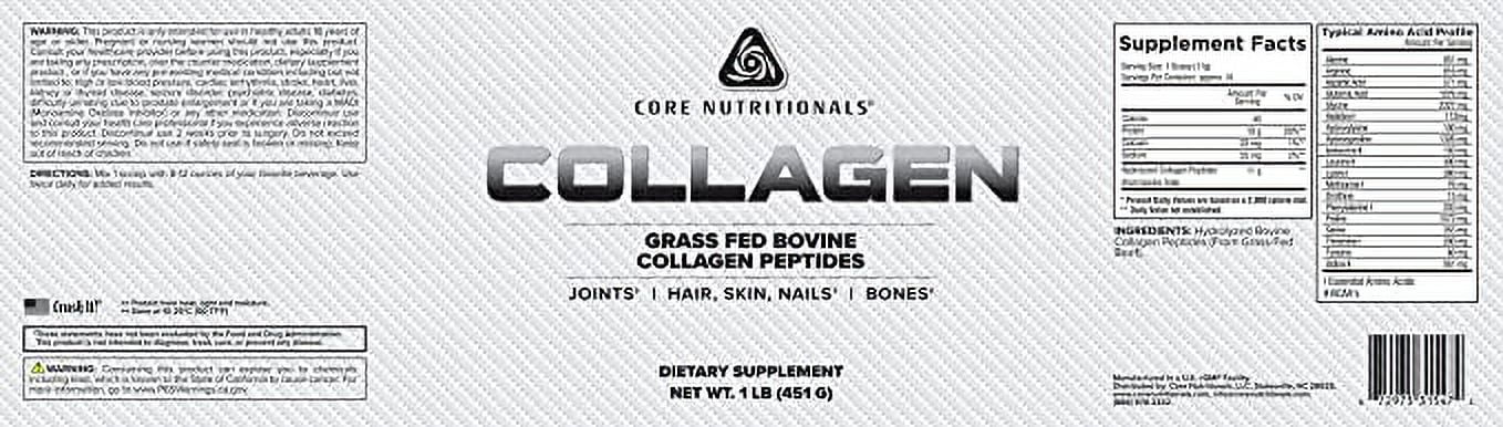 Core Nutritionals Collagen Grass Fed Bovine Collagen Peptides - 41 Servings