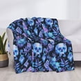 thumbnail image 3 of Fotbe Skull blue crystal flower Manta de Franela con Estampado, Manta Ultrasuave para Cama, Sofá, Auto, Hipoalergénica y Antibolitas-60"x50", 3 of 6