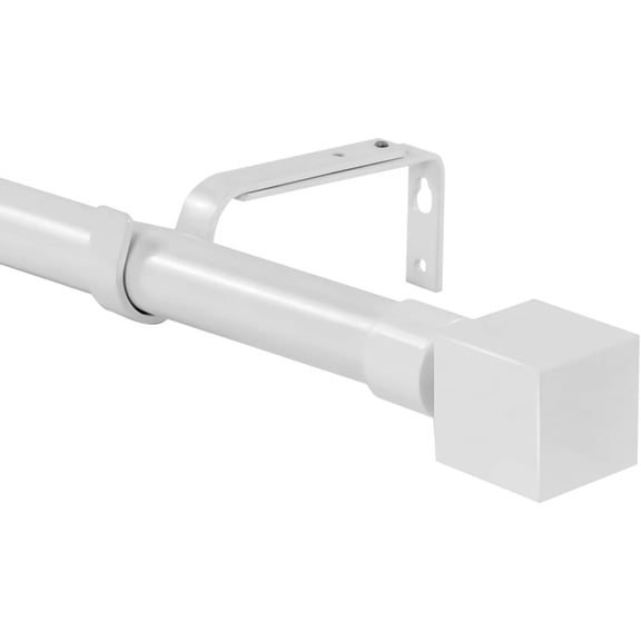 Urbanest Adjustable Single Curtain Rod Set Wright Finials – 1 - Inch Diameter, With Glossy White Rod, 48–84 Inches