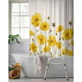 thumbnail image 2 of Split Shower Curtain for Transfer Bench, Yellow Floral Bee Fabric Shower Curtains for Bathroom, Summer Watercolor Botanical Flower Tub Sliding Transfer Bench Waterproof Bath Curtains 72"x72", 2 of 9