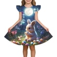 thumbnail image 4 of Pounoo Womens Maxi Dresses Bunny Print Ruffle Sleeve Loose Fit Lightweight Pullovers Cute Summer Style (For Small Wearers) Gift, 4 of 9
