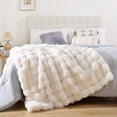 thumbnail image 3 of YIKUSH Faux Fur Blanket Fleece Cream White Fluffy Blanket for Sofa, Cozy Soft Plush Throw Blanket for Couch Bed, Luxury Thick Fuz, 3 of 7