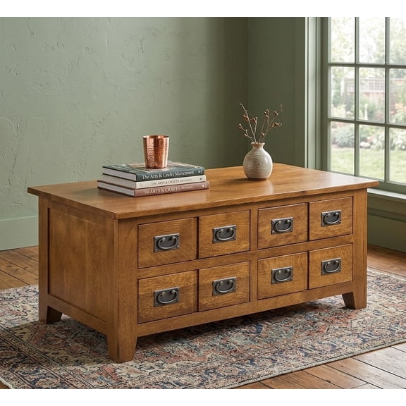 Crafters and Weavers Mission 8 Drawer Coffee Table in Cherry