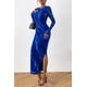 thumbnail image 5 of Vestido PRETTYGARDEN Ajustado Maxi de Manga Larga Fruncido Azul XS, 5 of 8