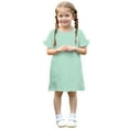 thumbnail image 5 of Pounoo New Girls Dresses 10-12 Fashion Print Short Sleeve Toddler Girls' Dresses Round Neck Knee Length Dress Quick Drying Dresses For Kids Girls, 5 of 10