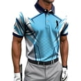 thumbnail image 2 of WQNVRNR Mens Short Sleeve Polo Shirt- Summer Daily Casual Stylish Fashion Print Golf Outfit Collared Shirts Light Blue Size 4XL, 2 of 5
