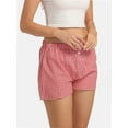 thumbnail image 3 of Women Pajamas Shorts Low Rise Pj Sleep Shorts Plaid Boxer Sleeping Shorts Sleepwear Micro Bottoms Lounge Shorts, 3 of 6