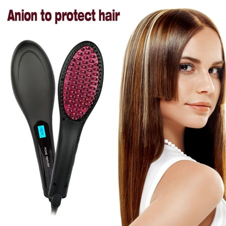 CoastaCloud Romantic Hair Straightener - Pro Detangling Anion Hair Care Brush Electric Hair Straightening Comb, Instant Magic Silky Straight Hair Styling, Anti Scald Anti Static Zero Damage -Black
