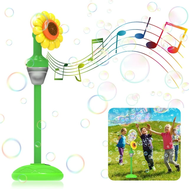 Máquina de burbujas automática con forma de girasol para fiestas, juguetes para bebés y niños pequeños.