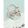 thumbnail image 5 of Liacowi 0-18M Newborn Infant Baby Girl 3Pcs Summer Clothing Set Off Shoulder Letter Bodysuit Top Leopard Shorts, 5 of 8