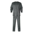 thumbnail image 4 of Mens Pajama Sets flannel Solid Color Round Neck Long Sleeve Fashion Leisure Soft tops with Pants Two Piece Set Sleepwear Homewear,Gray,L, 4 of 5