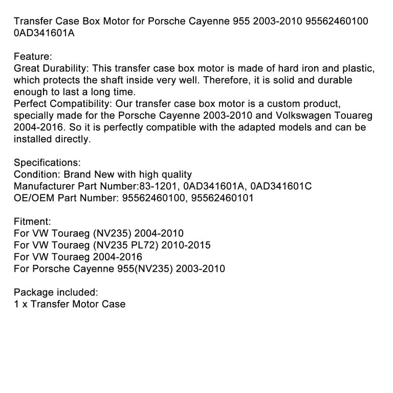 Transfer Case Shift Actuator Motor For Porsche Cayenne