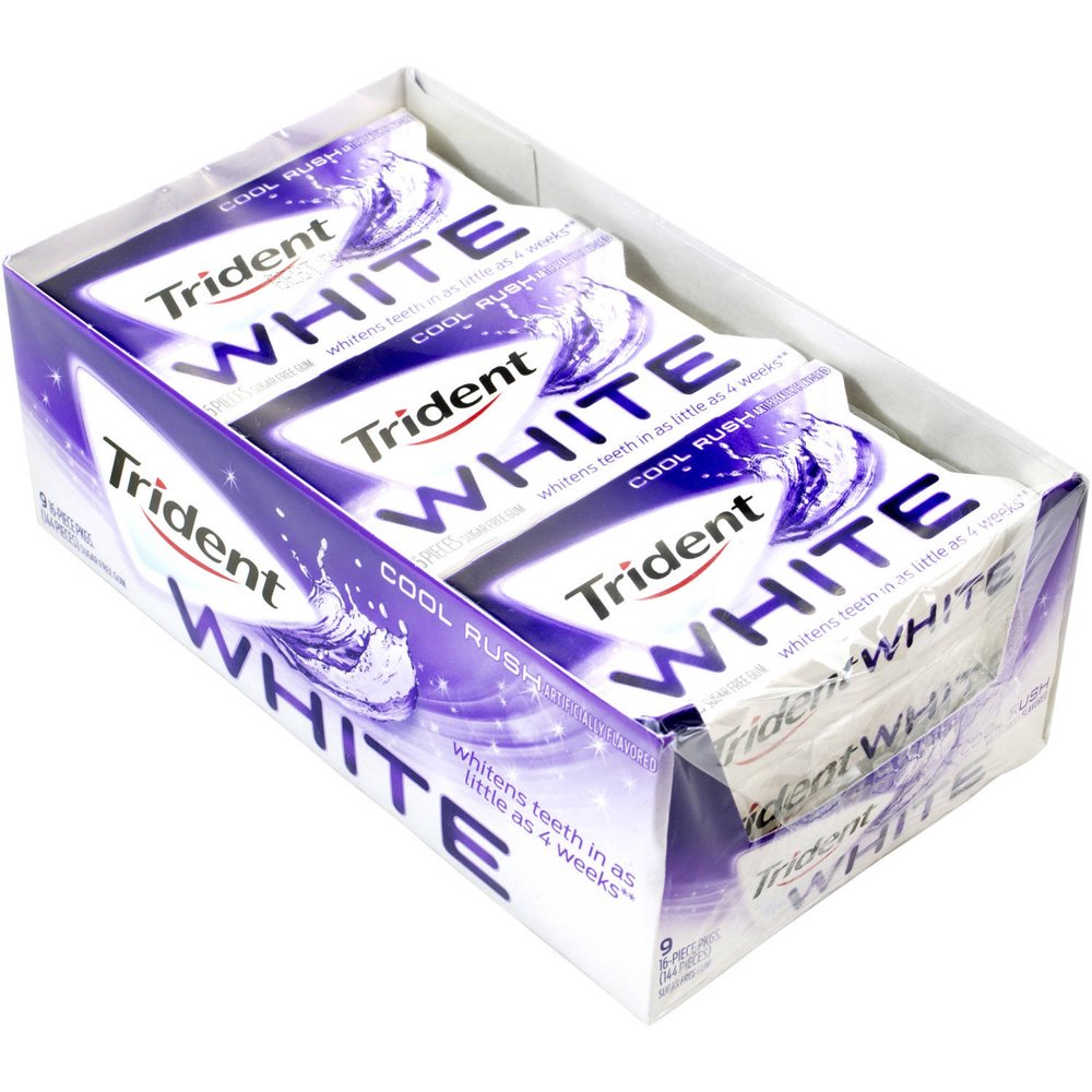 Trident White Cool Rush SugarFree Gum, 16 pc, 9 count