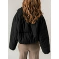 thumbnail image 3 of EVALESS Womens Full Zip Puffer Jacket Long Sleeve Quilted Jackets Short Winter Coats with Pockets Black L, 3 of 9