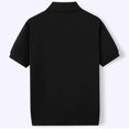 thumbnail image 4 of EANJE Men's Short Sleeve Knit Polo Cardigan, Geometric Pattern Button‑Down Lapel Collar Retro Casual Knitted Shirt for Daily Vacation Black L, 4 of 5