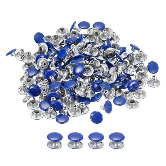 100 Sets Leather Rivets 8mm Double Cap Rivets 7mm Height Studs Dark Blue