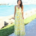 thumbnail image 1 of Women's Dresses Floral Adjustable Thin shoulder strap V Neck Boho Long Maxi Dress Summer Beach Ethnic Sundress, 1 of 8