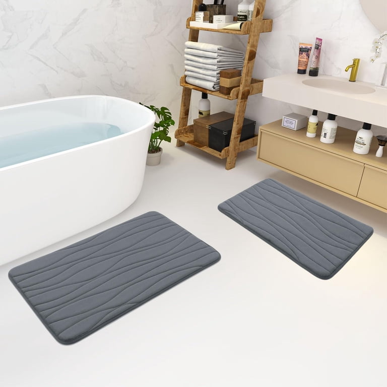 Smiry Memory Foam Bath Mat, 24" x 16", Dark Grey photo 7