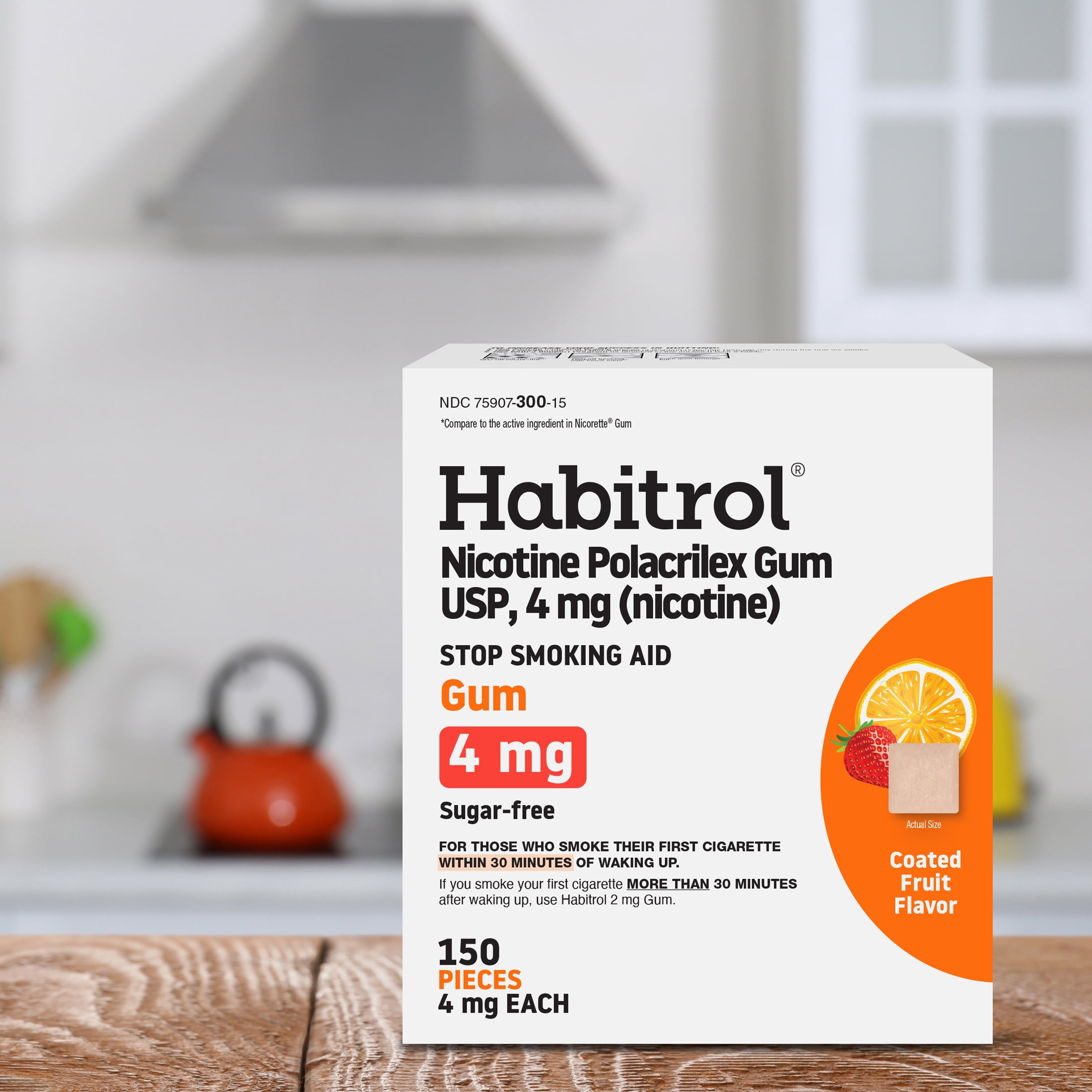 Habitrol Nicotine Gum 4mg Fruit Flavor 150 Count Nicotine Cessation Aid