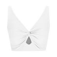 thumbnail image 6 of Wyobmus Womens Bikini Tops Cropped Tankini Tops Beach Padded Knot Twist Cut Out Adjustable Straps Tankini Swimsuit A-White, 6 of 7