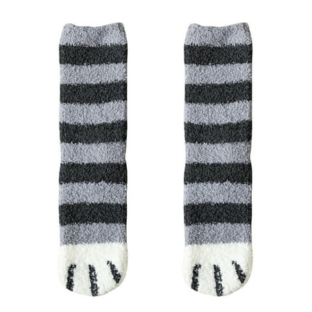 

Sonceds Women Color Block Warm Velvet Soft Plush Slipper Sleep Socks