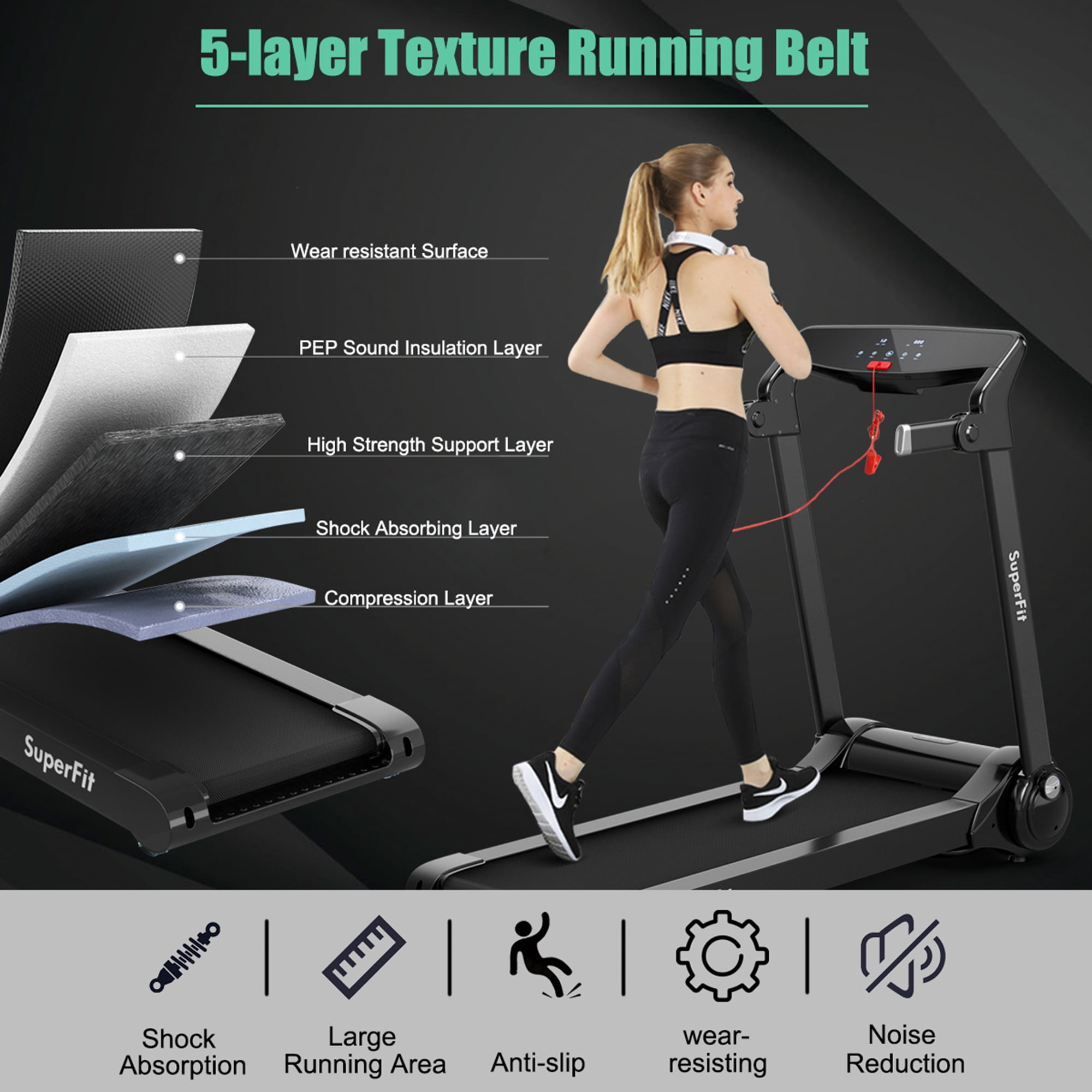 Gymax Folding Electric Treadmill 3.0 HP Exercise Running Machine with App Control Silver