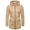 thumbnail image 1 of Awdenio Pull à Capuche Long Plissé Uni pour Hommes, Cardigan Décontracté, 1 of 7