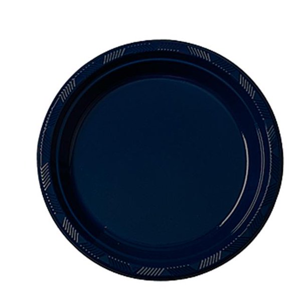 10 in. Heavy Duty Disposable Plastic Party Plates Navy Blue, Case of