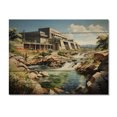 thumbnail image 3 of Designart "Beauty Urban Dam Industrial painting" Dams Print on Natural Pine Wood, 3 of 5