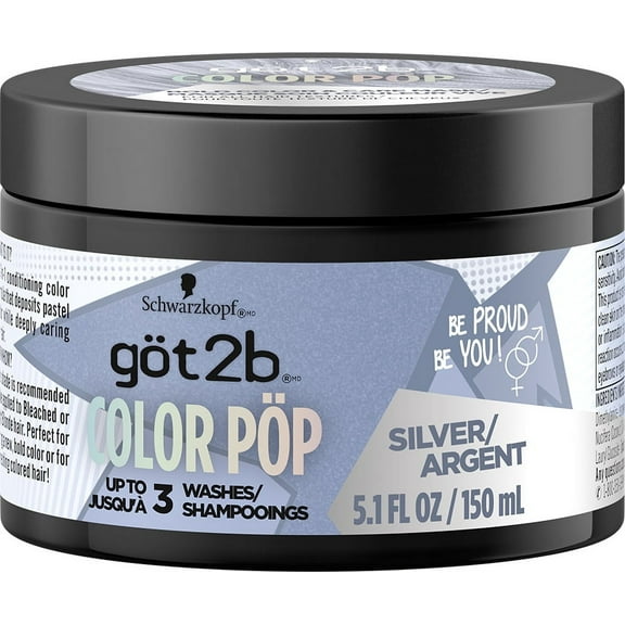 Got2b Color Pop Semi-Permanent Hair Color Mask, Silver, 5.1 oz