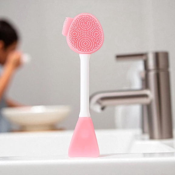 Silicone Facial Cleansing Brush Gentle Exfoliation for Daily Skincare Light Pink