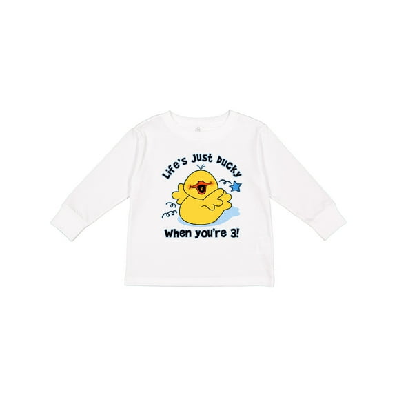Inktastic Life's Ducky 3rd Birthday Boys or Girls Long Sleeve Toddler T-Shirt