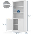 thumbnail image 2 of Grande Étagère et Bibliothèque, Bibliothèque en Bois avec Portes, Bibliothèque Moderne avec Grande Armoire de Rangement, Bibliothèques à 5 Tablettes avec Tablette Supérieure Ajustable pour Bureau à Domicile, Salon, Blanc, 2 of 7