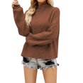 thumbnail image 1 of Gibobby suéter de Punto con Estampado navideño Mujer invierno otoño sólido cuello cuello globo manga larga suéteres pulóver ropa de abrigo (Café, XL), 1 of 5