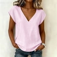 thumbnail image 6 of Women's Summer Casual V-Neck Striped Short Sleeve Top, 6 of 8