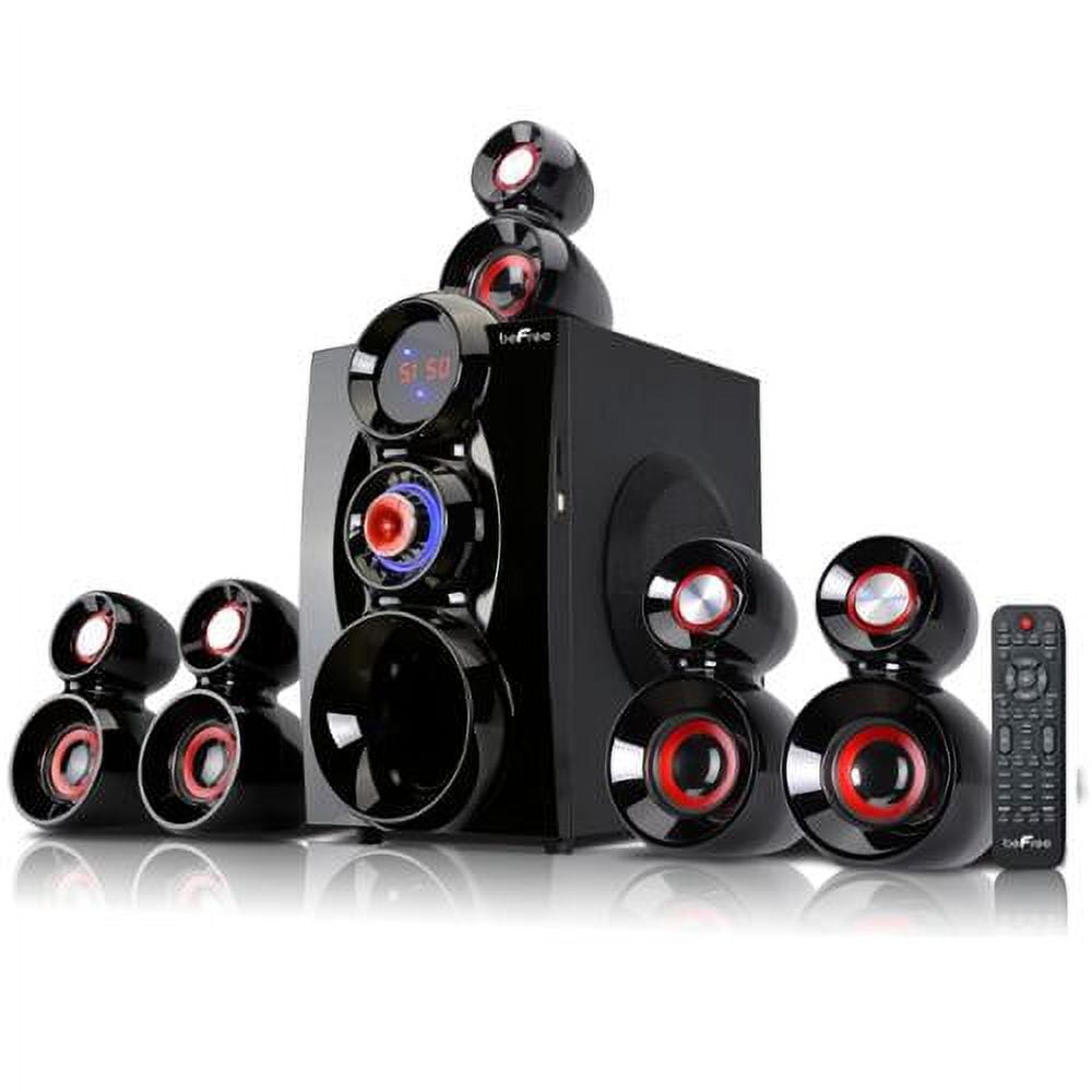 beFree Sound BFS-600 5.1 Channel Surround Sound Bluetooth Speaker System- Red