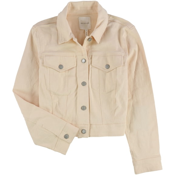Avec Les Filles Womens Trucker Cropped Jacket, Beige, 12