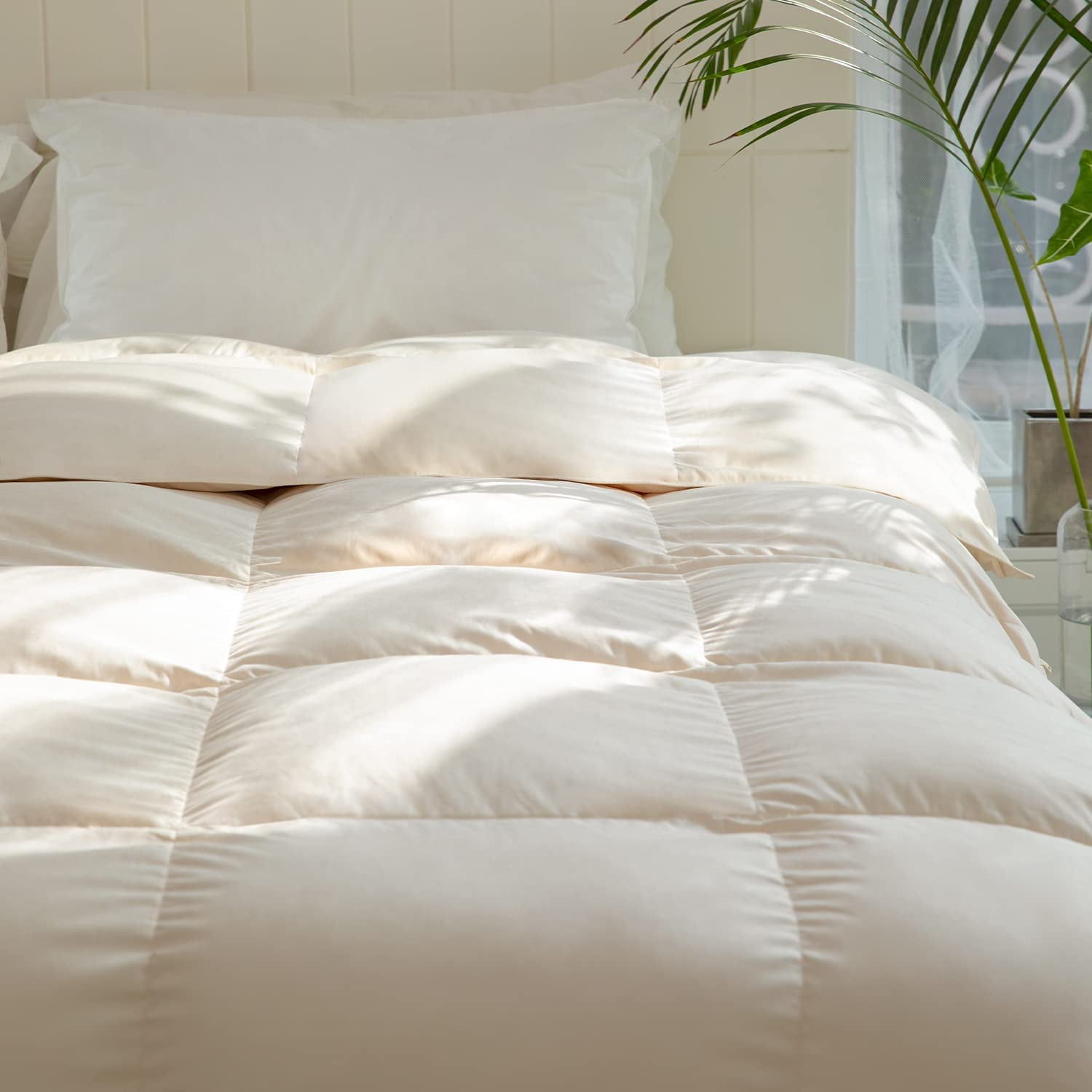 REWARDOWN Kapok Down Comforter King Size, Recycled White Down and Kapok Blended Filling Winter Duvet Insert for Difficulty Falling Asleep & Sleeping Lightly & Afraid of Cold Sleepers