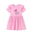 thumbnail image 2 of Bellafa Little Girl's Appliuqe Cotton Summer Dress Toddler Short Sleeve Tiered Swing A-Line Casual Sundress 2-7 Years, 2 of 7