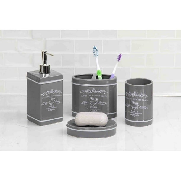 Home Basics 4 Piece Paris Collection Bathroom Accessory Set