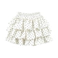 thumbnail image 3 of WAYUTE Girls Summer Skirts Polka Dot Tiered Cake Skirt Elastic Waist Ruffle Layered Cute A Line Skirt Casual Daily,White,5-6 Y, 3 of 5
