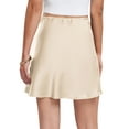 thumbnail image 4 of SLADYGLO Women Tie Waist A-Line Ruffle Trim Satin Mini Skirt, 4 of 5